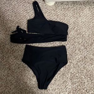 Shein high waisted black swim suit